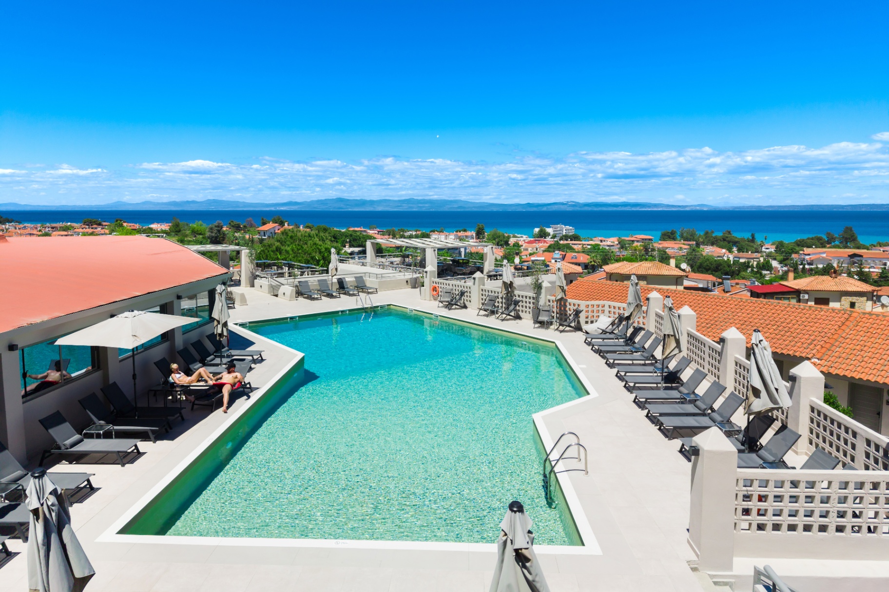 Hilltop pool with Aegean sea view